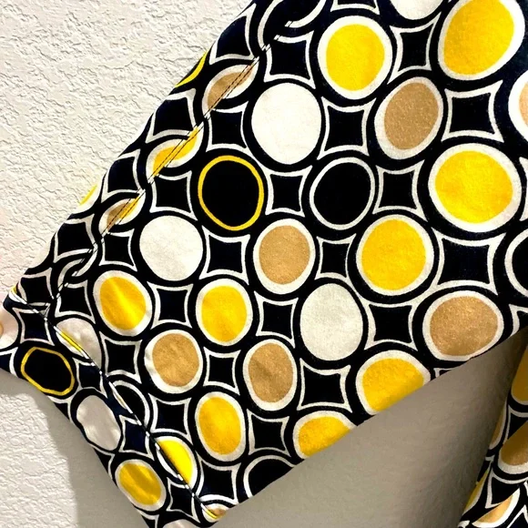 Allison Taylor Black Yellow White Dots Button 3/4 Sleeve Cotton Jacket Shirt 12 - Picture 4 of 9